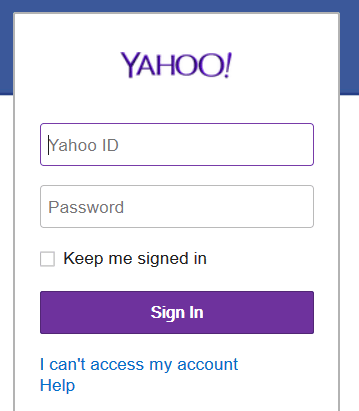 Yahoo login page