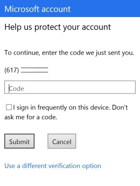 enter the code received on mobile number