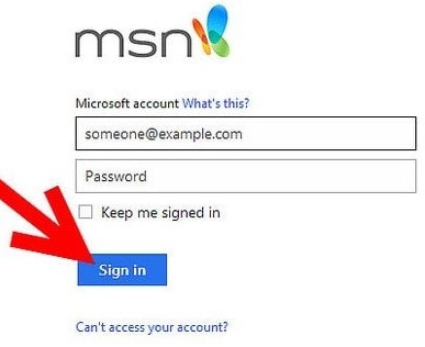 login into MSN mail account