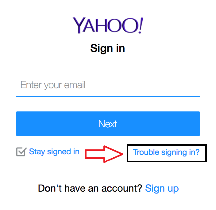 click on trouble signing in