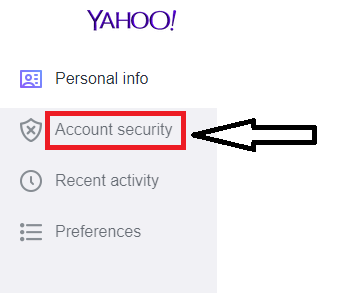 Yahoo Account security page