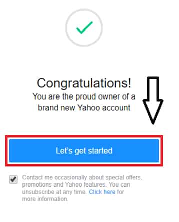 yahoo mail account created