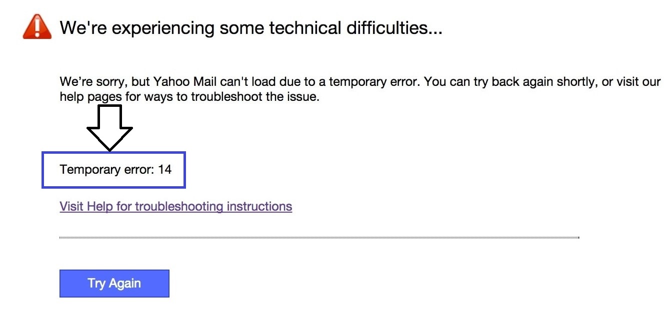 Fix Yahoo Mail Temporary Error 14