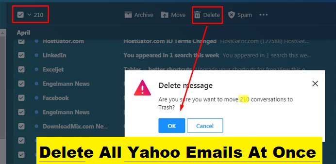 how to delete all unread emails on yahoo mail app