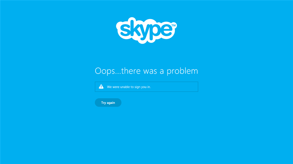 skype oops there was problem Unable to sign in you